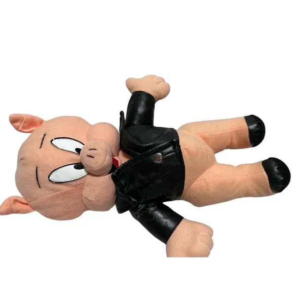 Ace Vintage '95 '97 Looney Tunes Porky Pig 11" Plushes Set of 2 Leather Jackets - Picture 14 of 16
